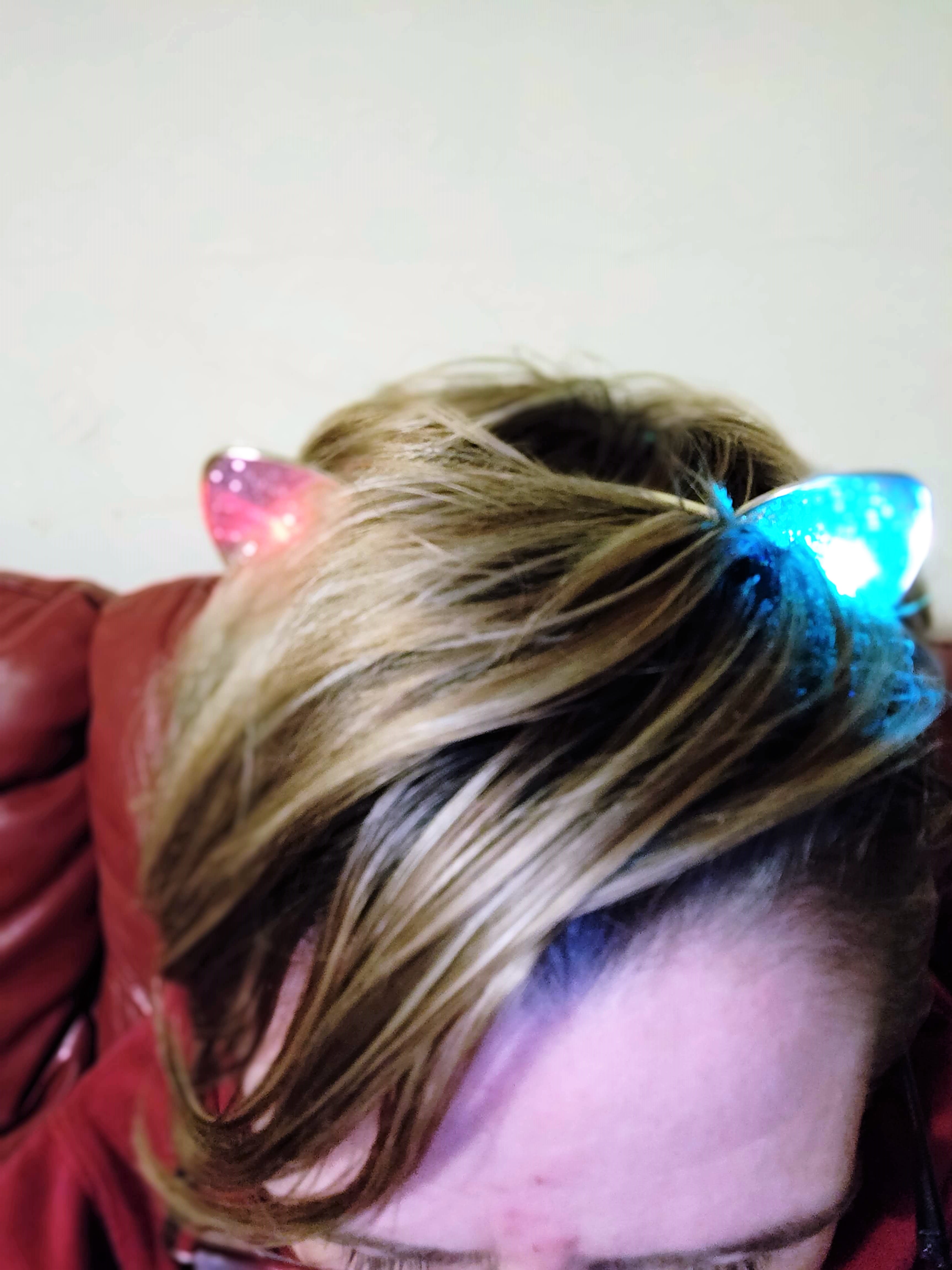 New Look Rainbow Pastel Stripe Glitter Cat Ears Pimped out